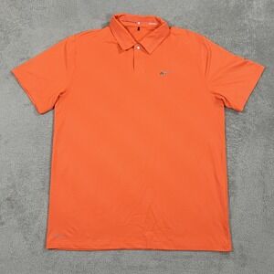 Nike Tiger Woods Shirt Mens Large Orange Polo Perforated Collar Golf Performance